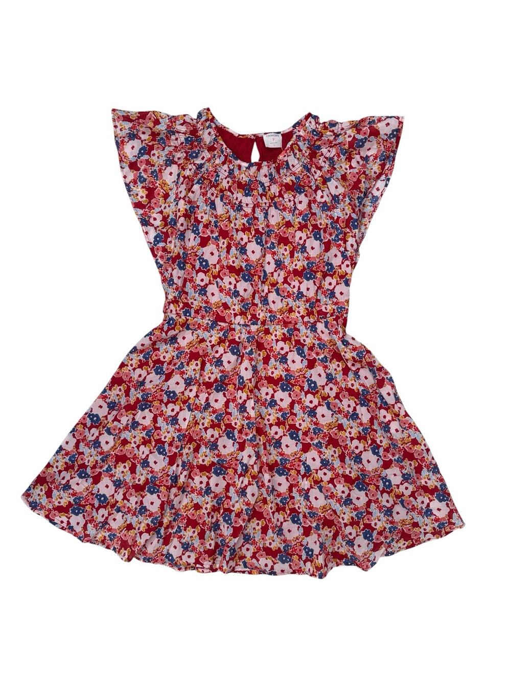 CREWCUTS J.Crew *NEW* Smocked Flutter Sleeve Dress Red Floral Sz 12 Girls #BJ144